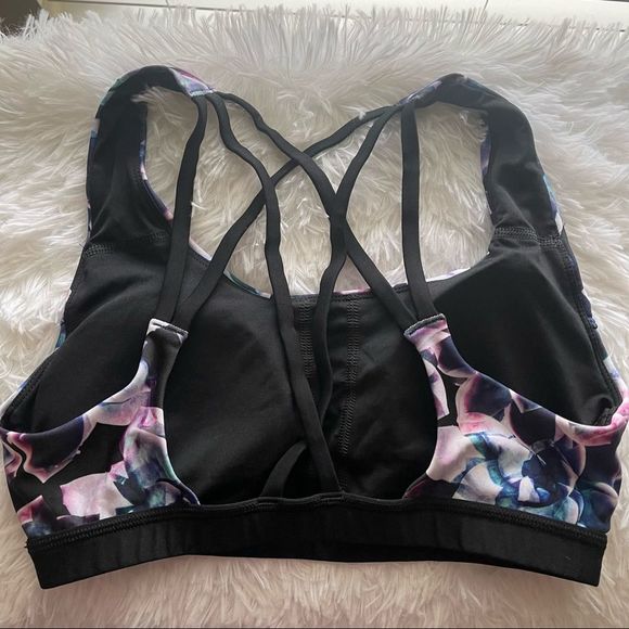 PBX Black Floral Strappy Sports Bra; SZ M; NWOT - Picture 2 of 5